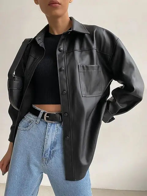 WW | Oversized Locker Lederjacke Damen