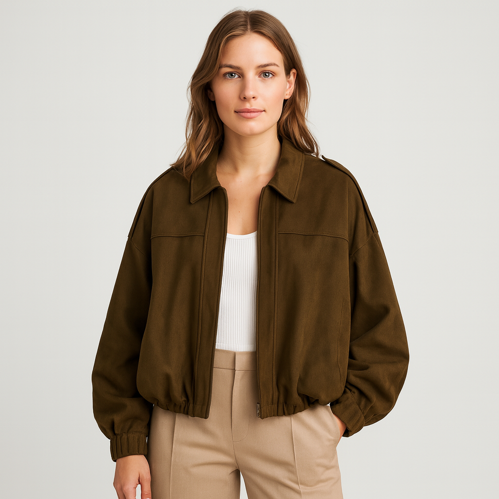 WW | Modehaus - Damenjacke im Militärstil aus Wildlederimitat