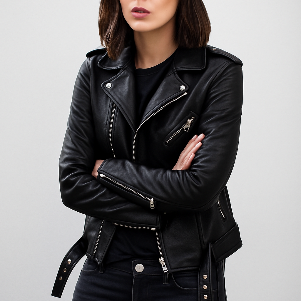 WW | Slim Fit Biker Leather Jacket for Women