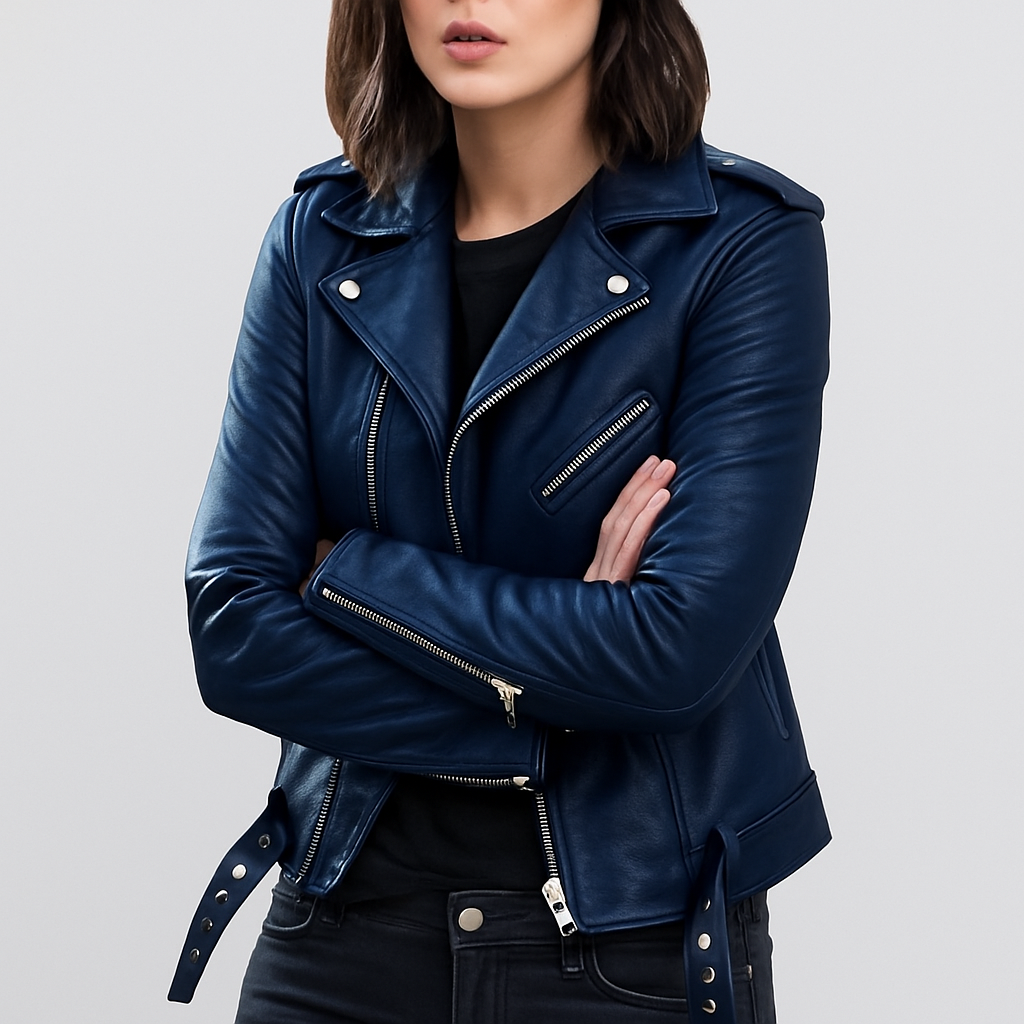 WW | Slim Fit Biker Leather Jacket for Women