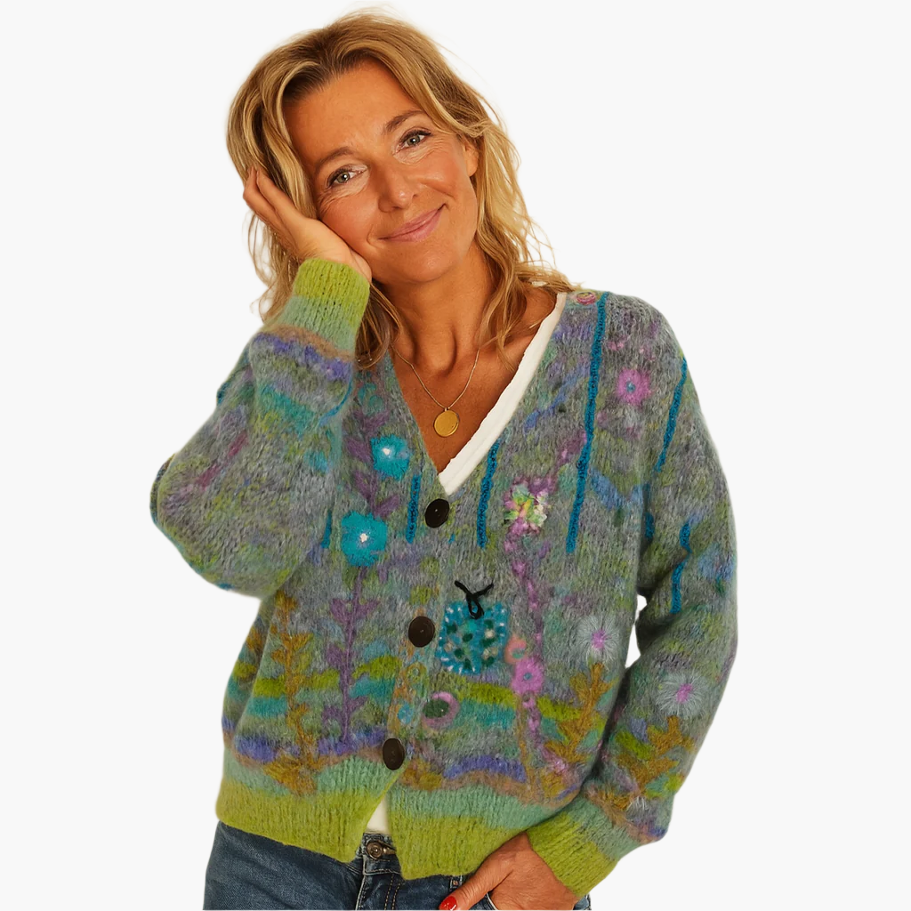 WW | Strickjacke im Boho-Stil mit floralen Akzenten - Gemütliche, modische Cardigan für Freizeit und Alltag