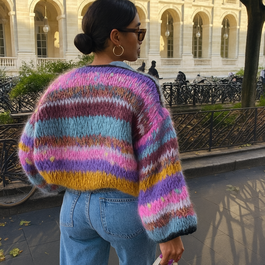 WW | Striped Open Vest For Women