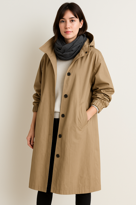 WW | Langer Damen Trenchcoat mit Kapuze