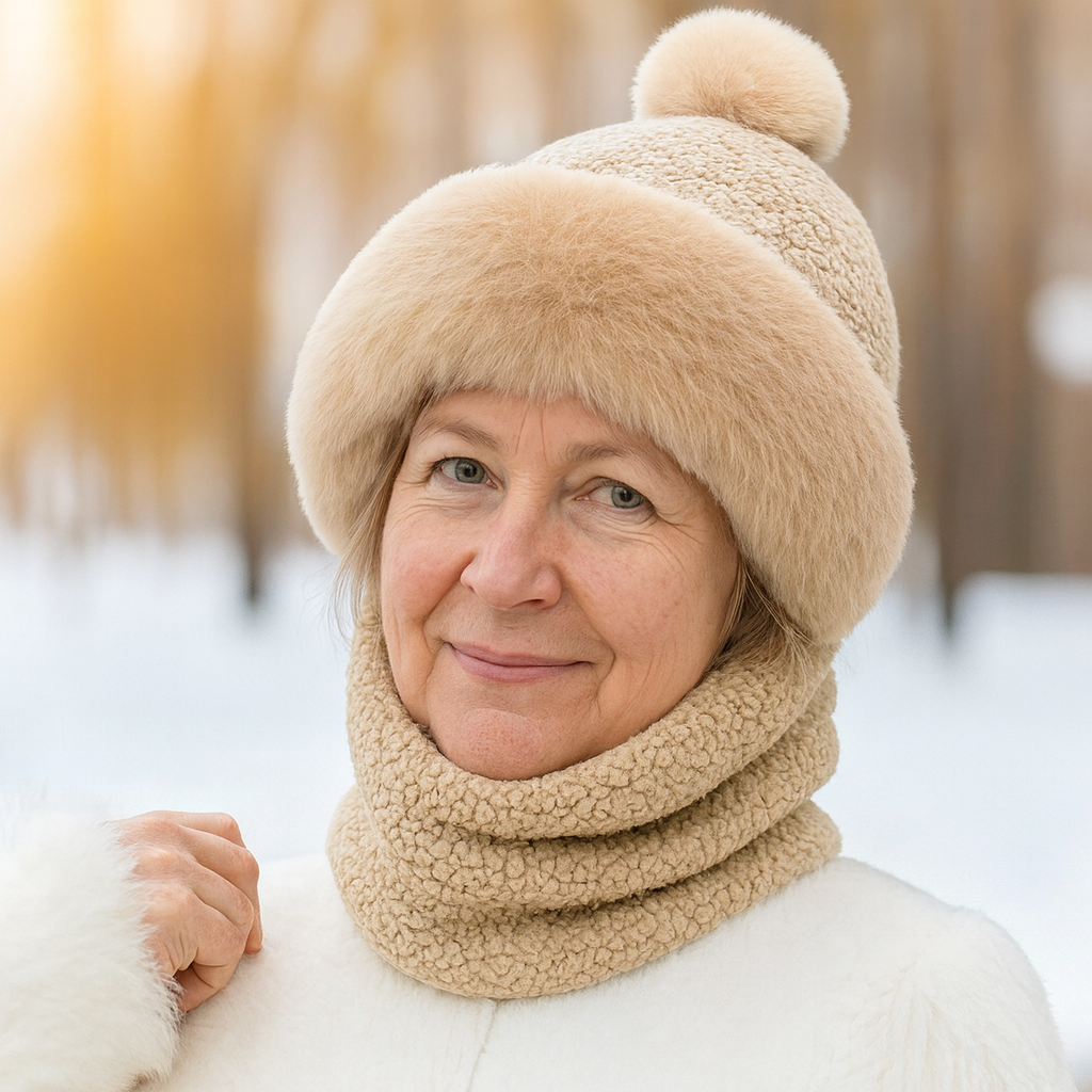 WW | Mütze & Schal Set - Weich & Warm - Mit Pompon - Für Damen