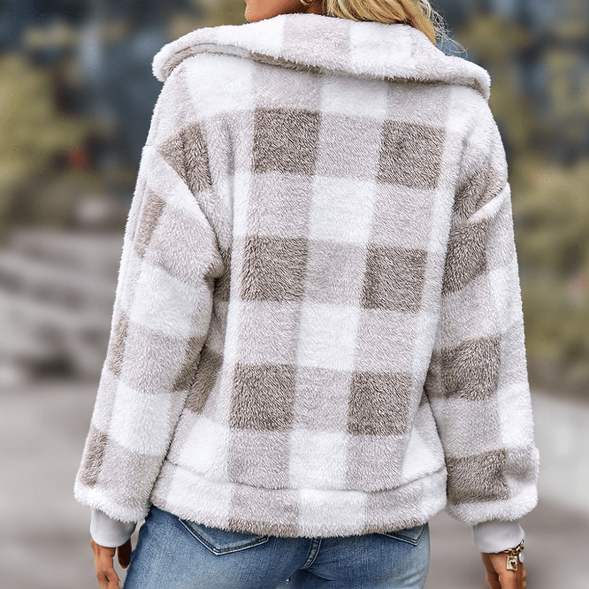 WW | Plaid Relaxed Fit Fleece Jacket