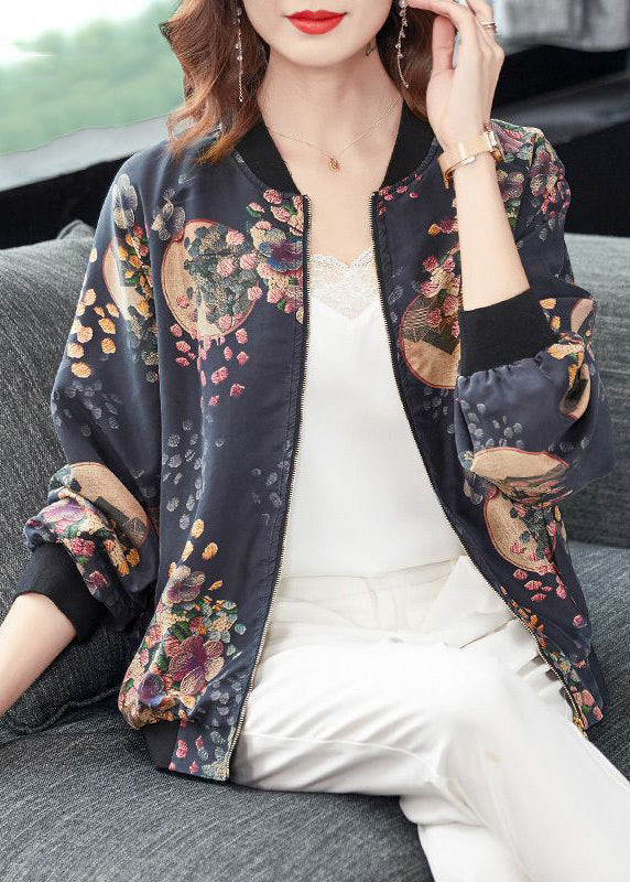 WW | Dark Grey Zippered Snap Pocket Patchwork Silk Coats