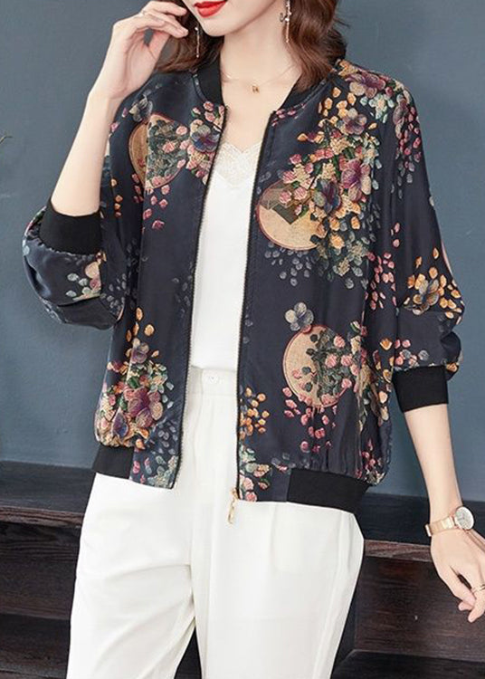 WW | Dark Grey Zippered Snap Pocket Patchwork Silk Coats
