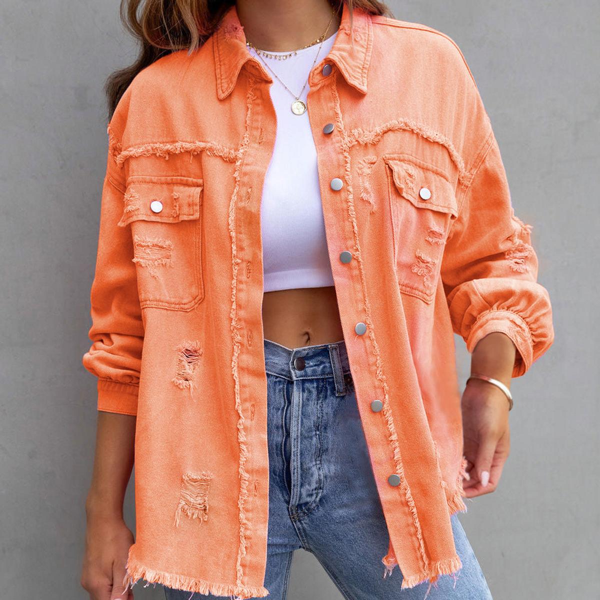 WW | Chic Distressed Women's Denim Jacket