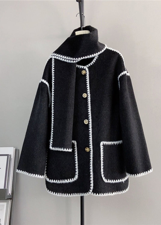 WW | Grey Buttoned Pockets Wool Short Coats Winter