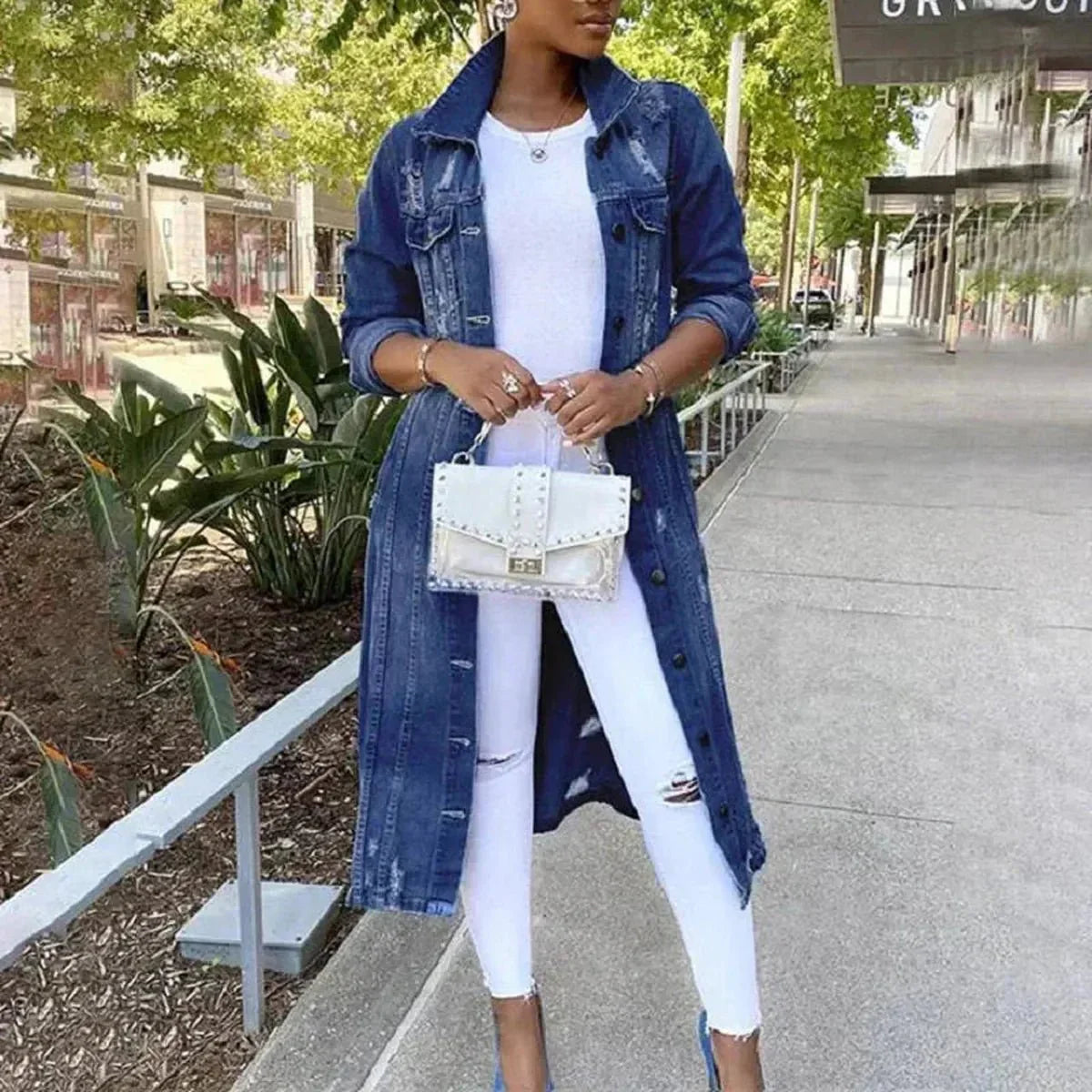 WW | Schicker Longline Denim Trenchcoat Für Vielseitige Stylings