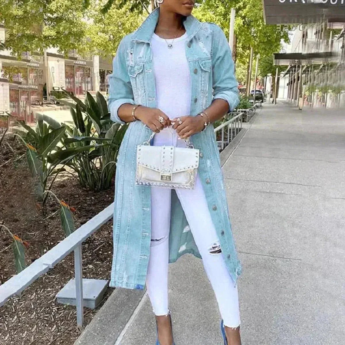 WW | Schicker Longline Denim Trenchcoat Für Vielseitige Stylings