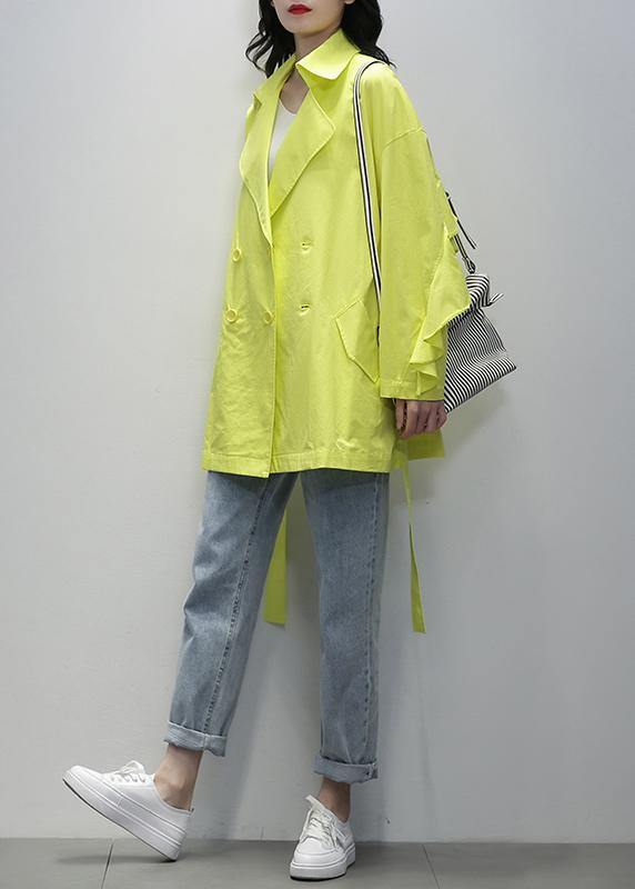 WW | Rectangular Belt Fashion Tunics Yellow Women's Coats