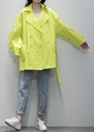 WW | Rectangular Belt Fashion Tunics Yellow Women's Coats