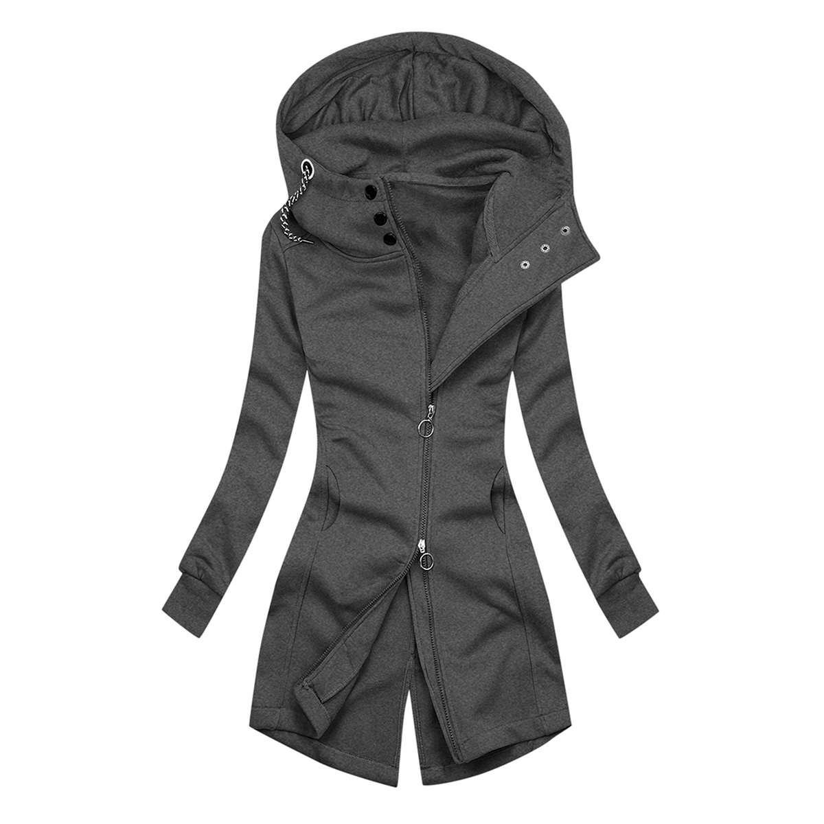 WW | Chic Slim Fit Rollkragen Kapuzenpullover Jacke Für Frauen