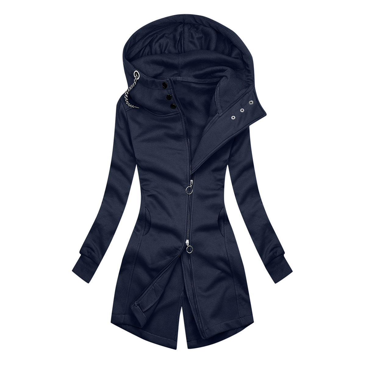 WW | Chic Slim Fit Rollkragen Kapuzenpullover Jacke Für Frauen