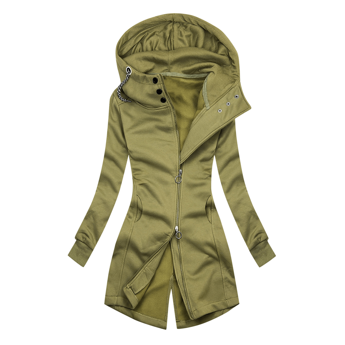 WW | Chic Slim Fit Rollkragen Kapuzenpullover Jacke Für Frauen