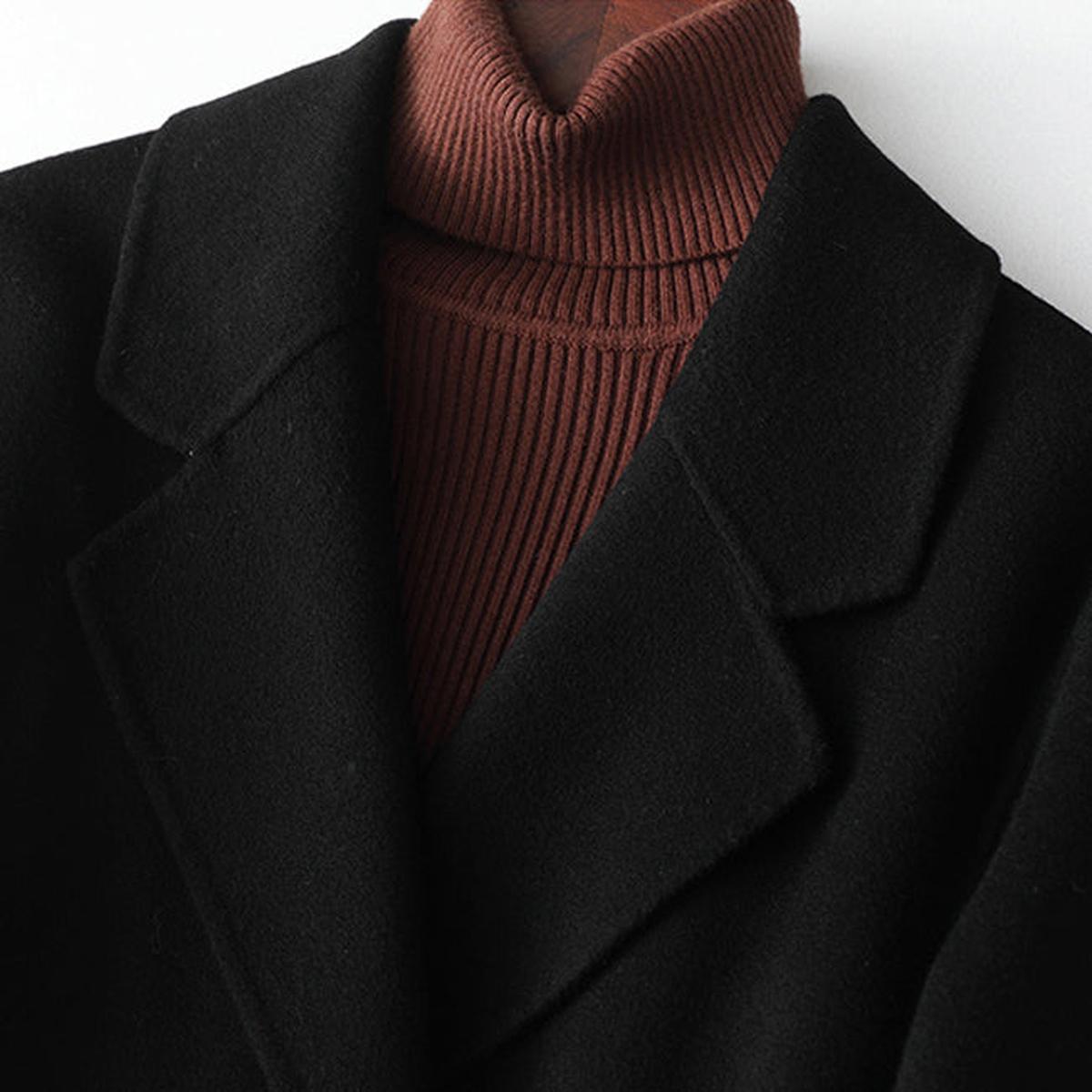 WW | Schicker Slim Fit Woll Wickelkragenmantel