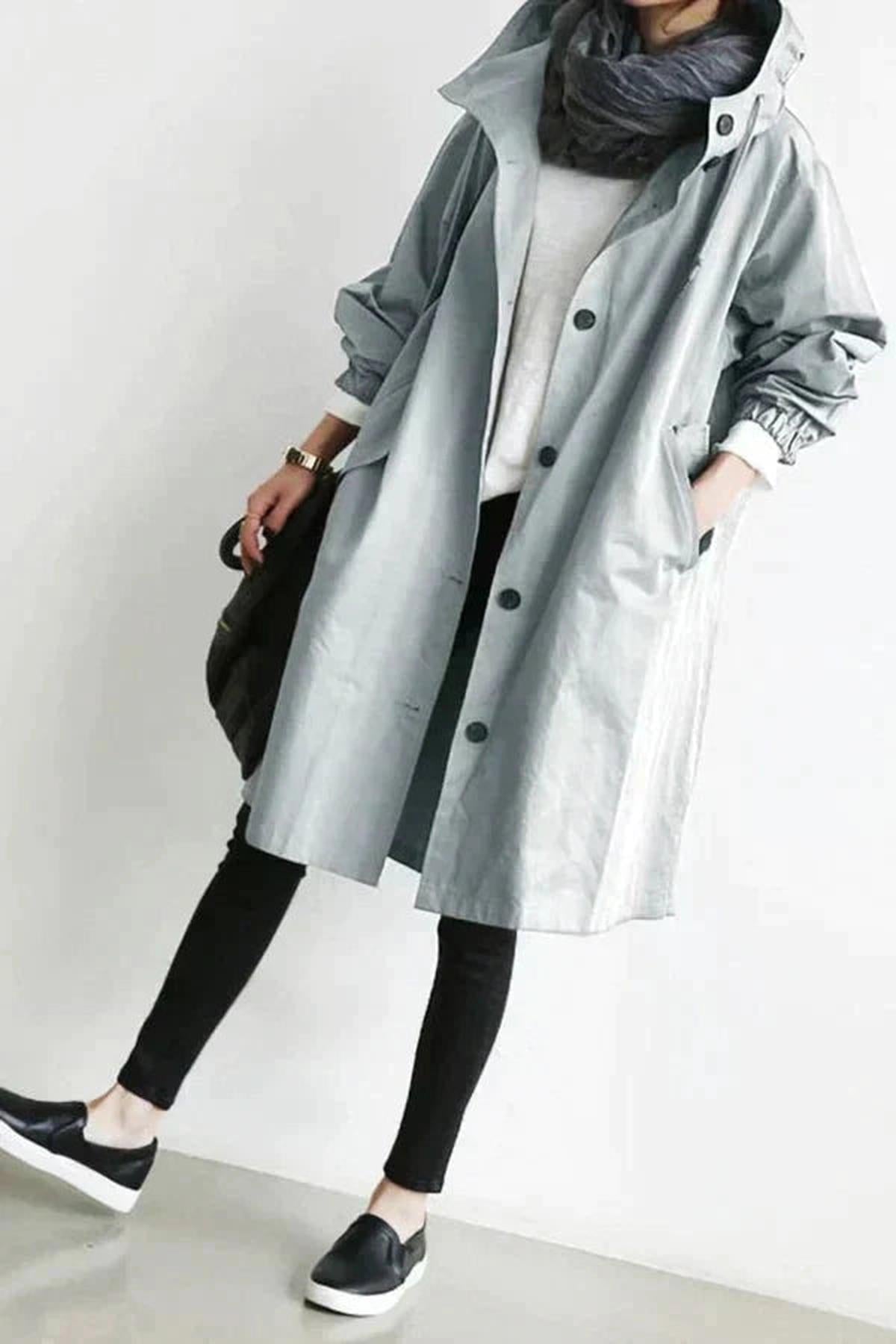 WW | Damen Kapuzen Trenchcoat Leichter Windbreaker