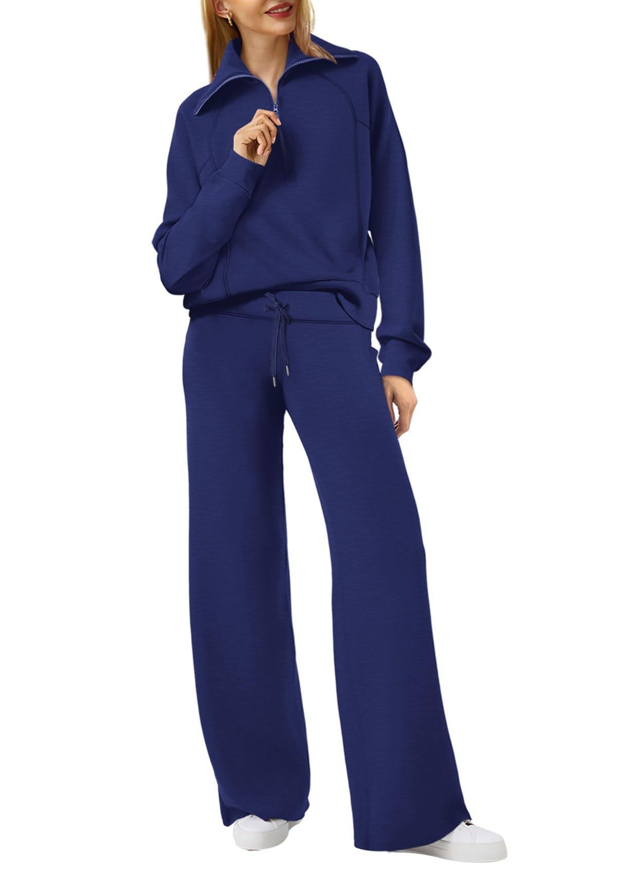 WW | Chic Women's Two-Piece Set with Long Sleeves and Zipper Detail