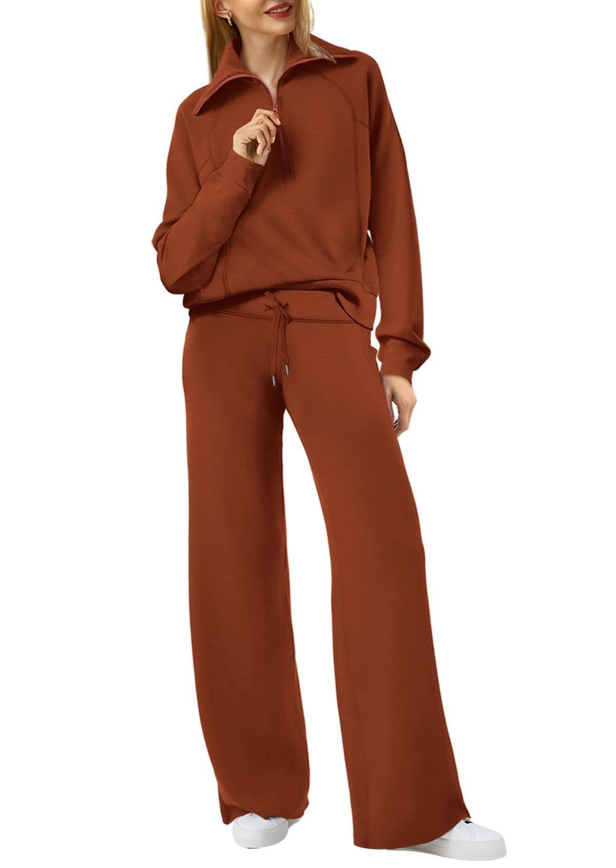 WW | Chic Women's Two-Piece Set with Long Sleeves and Zipper Detail