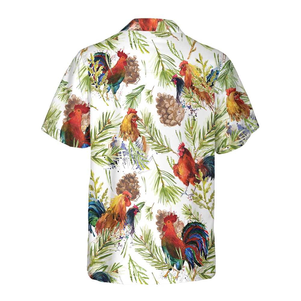 WW | Chicken with Christmas Plants Hawaiian Shirt, Unique Christmas Chicken Shirt, Best Christmas Gift Idea