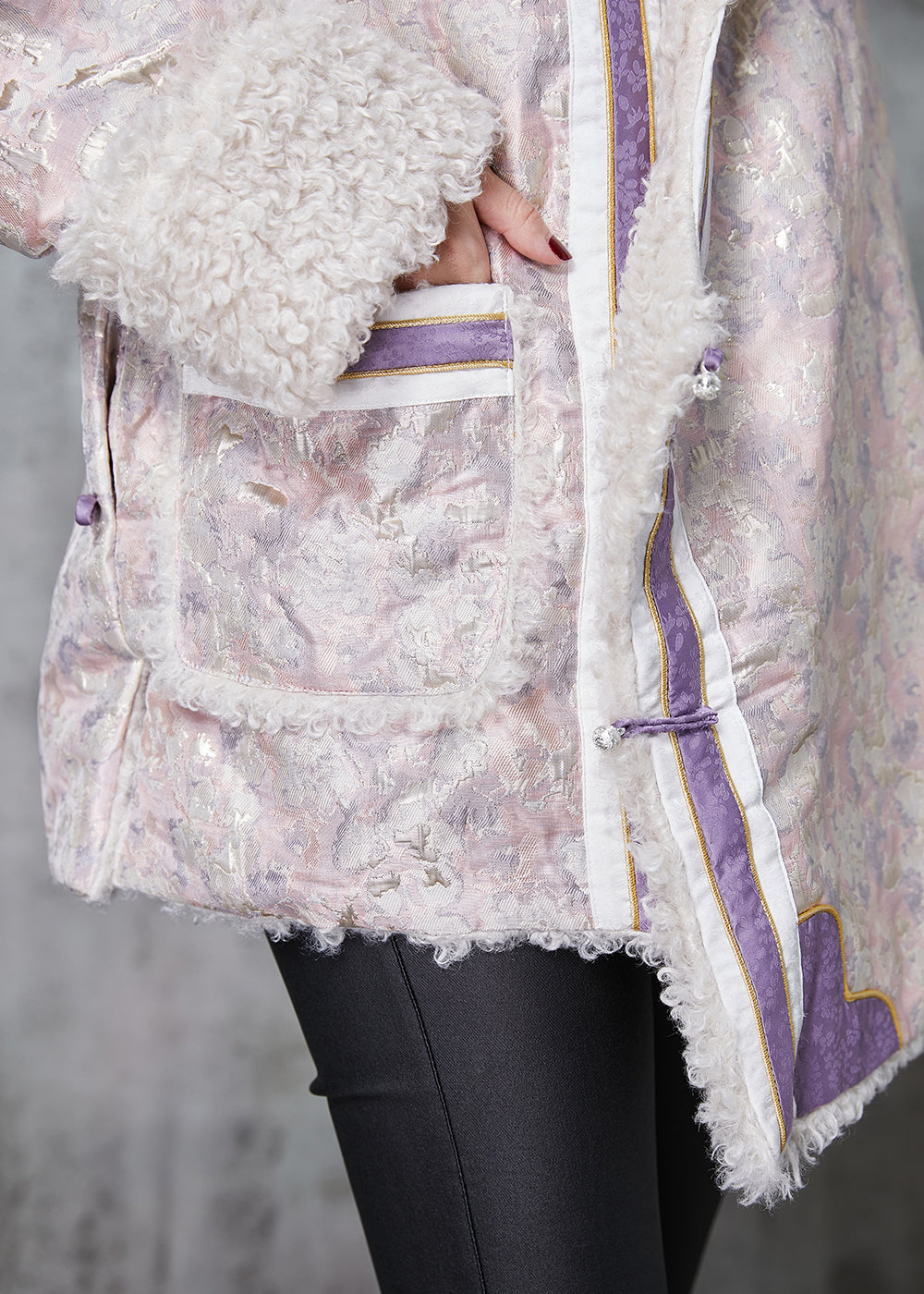 WW | Pink Jacquard Fleece Wool Lined Coats