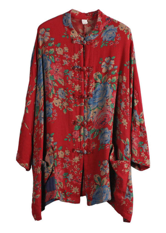 WW | Style Black Ghost Print Pockets Button Patchwork Cotton Coats Long Sleeve