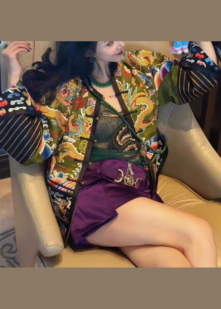 WW | Style Yellow Embroidered Button Patchwork Cotton Jackets