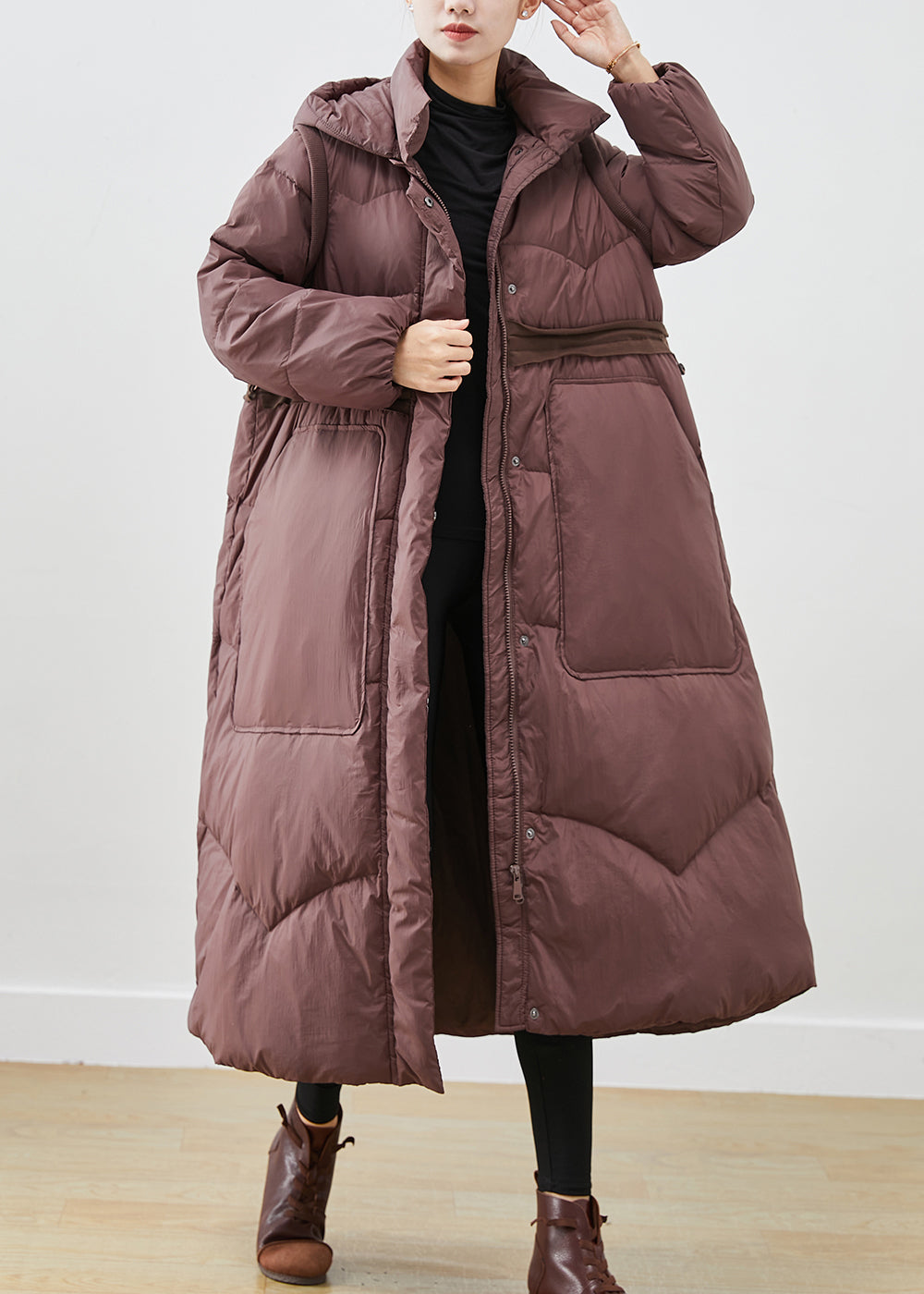 WW | Duck Feather Coats Drawstring Large Pockets Winter