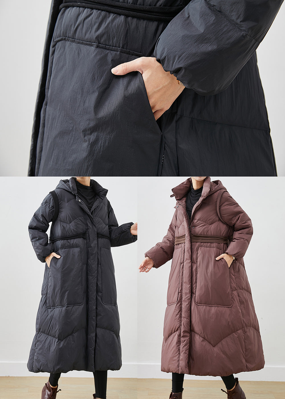 WW | Duck Feather Coats Drawstring Large Pockets Winter
