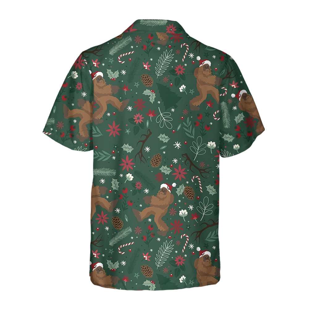 WW | Weihnachts-Bigfoot-Muster Hawaiian Shirt, Lustiges Bigfoot-Weihnachtshemd für Männer
