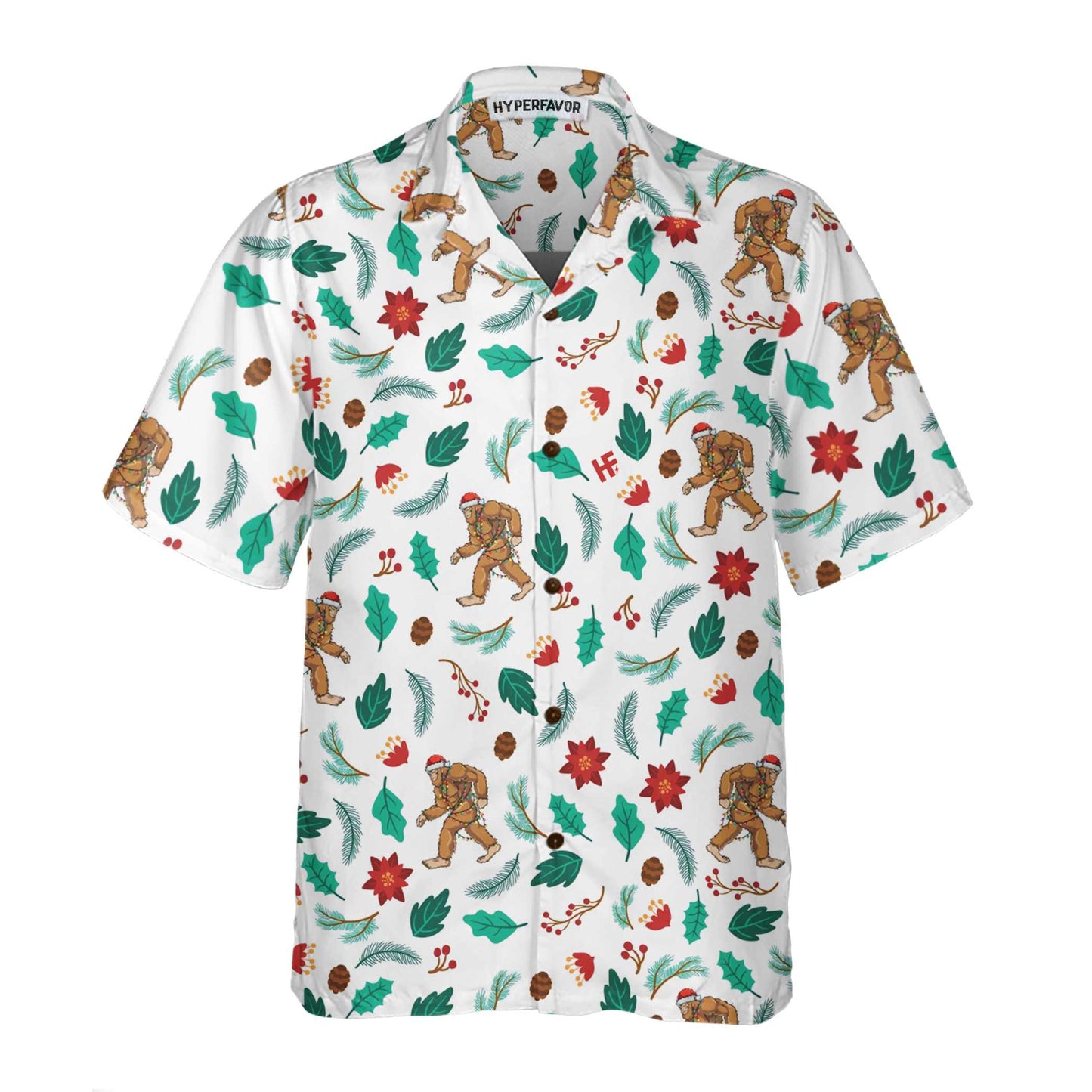 WW | Weihnachts-Bigfoot-Sasquatch-Muster Hawaii-Hemd, Lustiges Weihnachtshemd, Bestes Geschenk zu Weihnachten