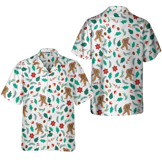 WW | Christmas Bigfoot Sasquatch Pattern Hawaiian Shirt, Funny Christmas Shirt, Best Gift for Christmas