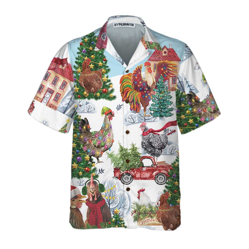 WW | Weihnachts-Huhn Hawaiian Shirt, Lustiges Huhn Weihnachts Shirt, Beste Weihnachtsgeschenk Idee