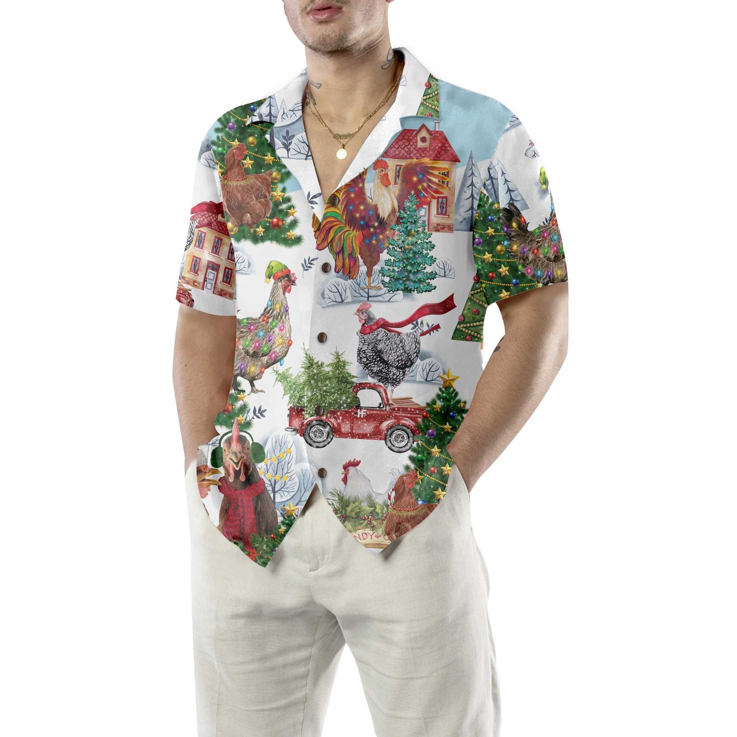 WW | Weihnachts-Huhn Hawaiian Shirt, Lustiges Huhn Weihnachts Shirt, Beste Weihnachtsgeschenk Idee