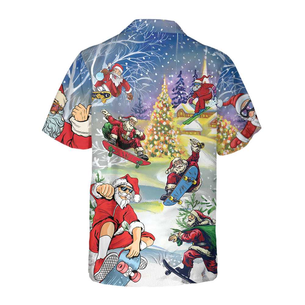 WW | Weihnachten Komm Skateboard Mit Santa Hawaiian Shirt, Lustiges Weihnachtsmann Shirt, Geschenk Für Weihnachten