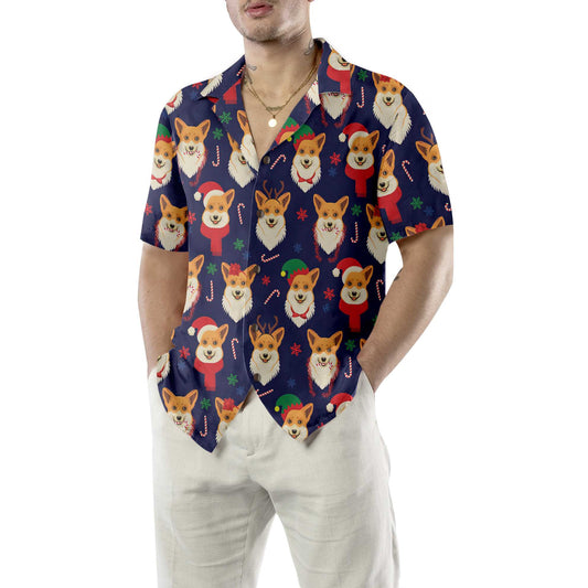 WW | Christmas Corgi Pattern Hawaiian Shirt, Funny Corgi Dog Christmas Shirt, Christmas Gift For Dog Lovers
