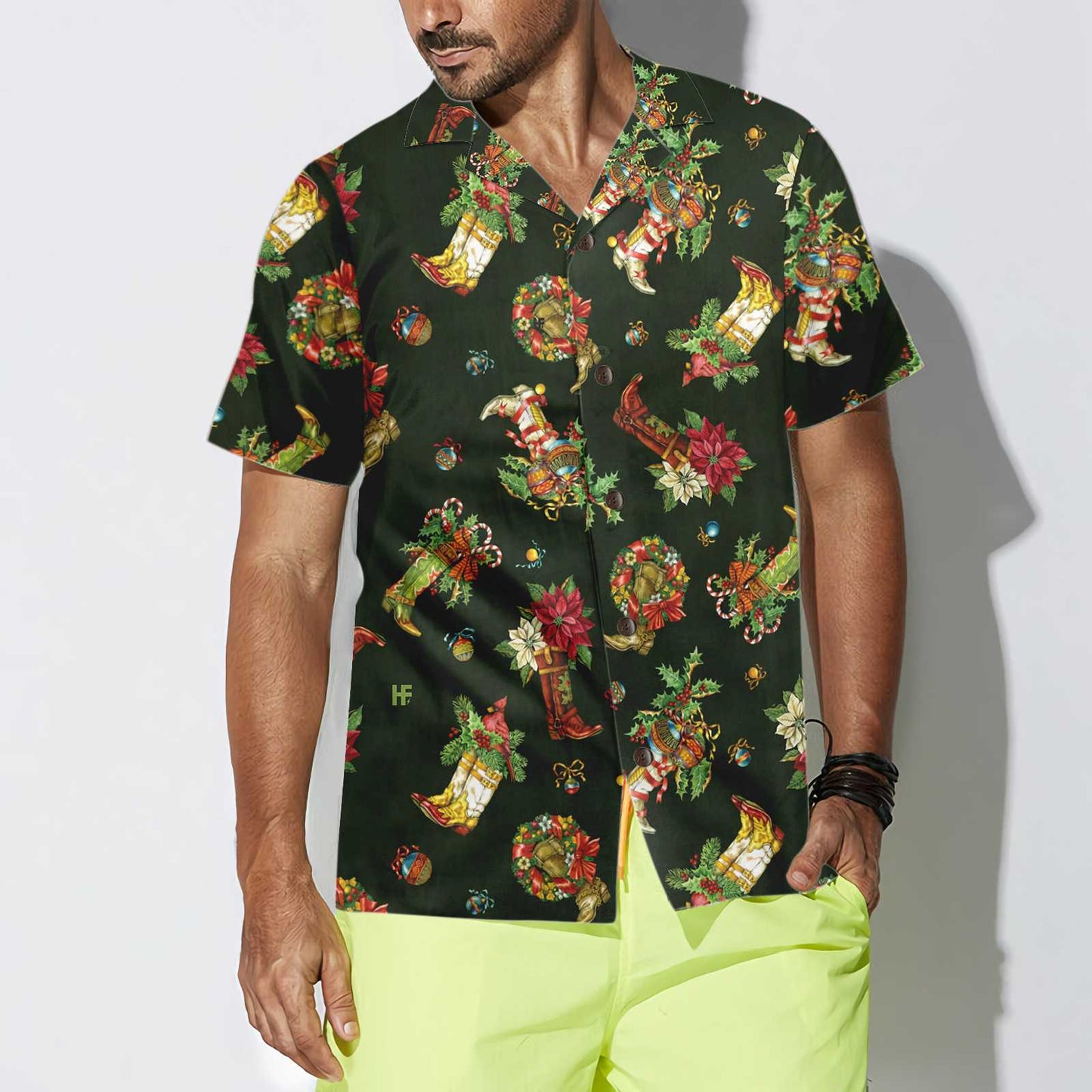WW | Weihnachts-Cowboy-Stiefel Weihnachts-Hawaiian-Shirt, Geschenk für den Weihnachtstag