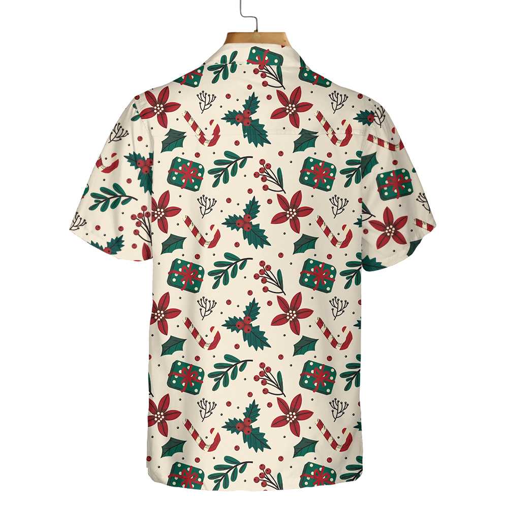 WW | Weihnachts Elemente nahtloses Muster Hawaiian Shirt, Vintage Weihnachts Shirt, einzigartiges Geschenk für Weihnachten
