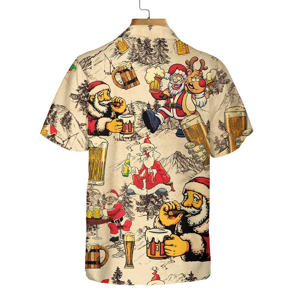 WW | Weihnachts Lustiger Betrunkener Weihnachtsmann Und Bier Hawaii-Shirt, Lustiges Weihnachtsmann Geschenk Für Männer