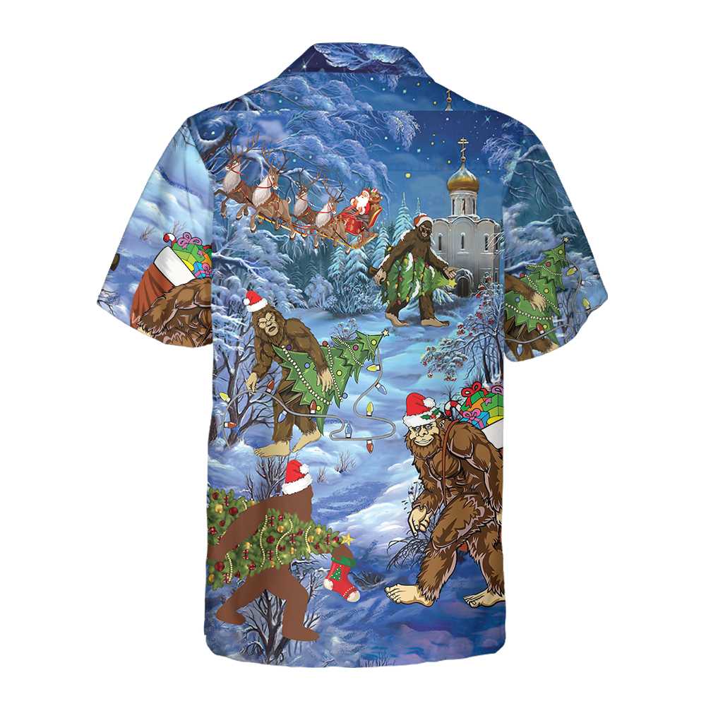WW | Weihnachtsferien Bigfoot Hawaiian Shirt, Sasquatch Weihnachtsurlaub Shirt, Bestes Geschenk für Weihnachten