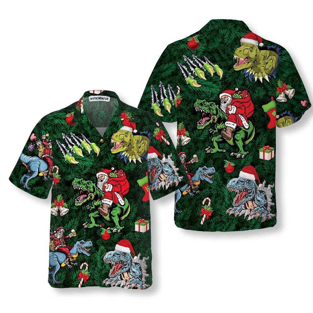 WW | Weihnachtsferien mit T-Rex Hawaii-Hemd, Lustiges Dinosaurier-Weihnachtshemd, Beste Weihnachtsgeschenk-Idee