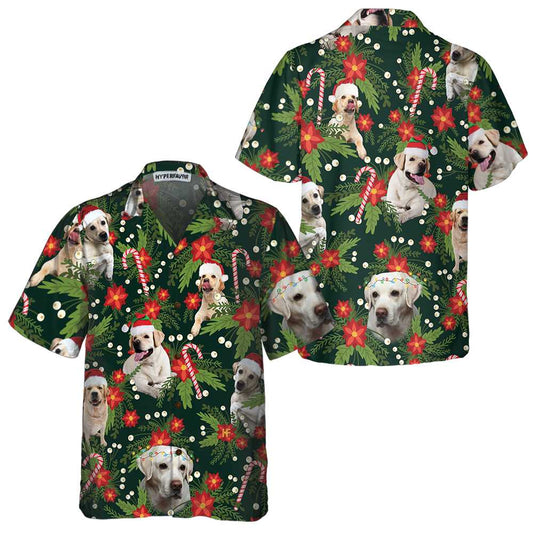WW | Christmas Labrador Retriever with Poinsettia Hawaiian Shirt, Funny Labrador Shirt for Men & Women