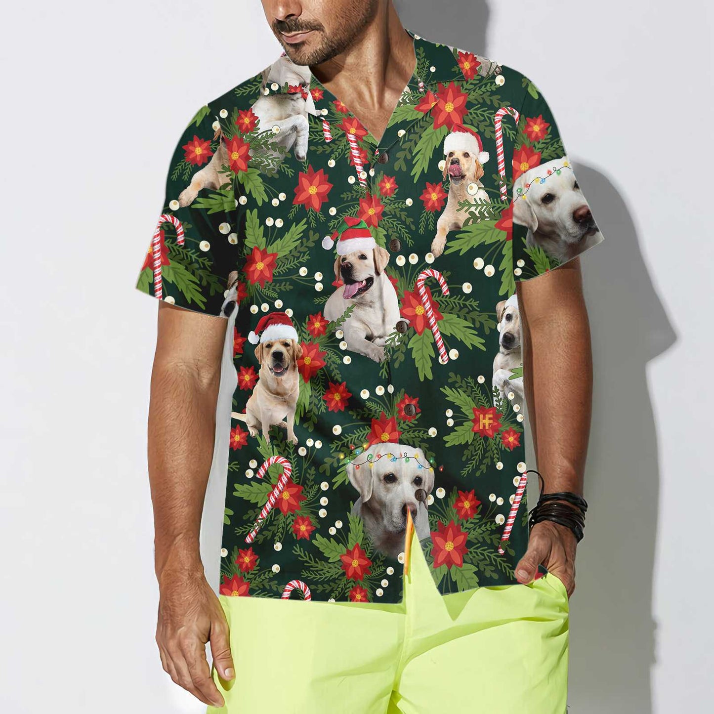 WW | Weihnachts-Labrador-Retriever mit Weihnachtsstern Hawaiian-Shirt, lustiges Labrador-Shirt für Männer & Frauen