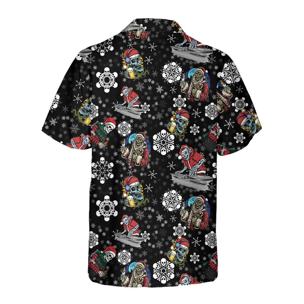WW | Weihnachtsfeier Nacht mit Skeletten Hawaiian Shirt, Santa Skeleton Shirt, Bestes Geschenk für Weihnachten