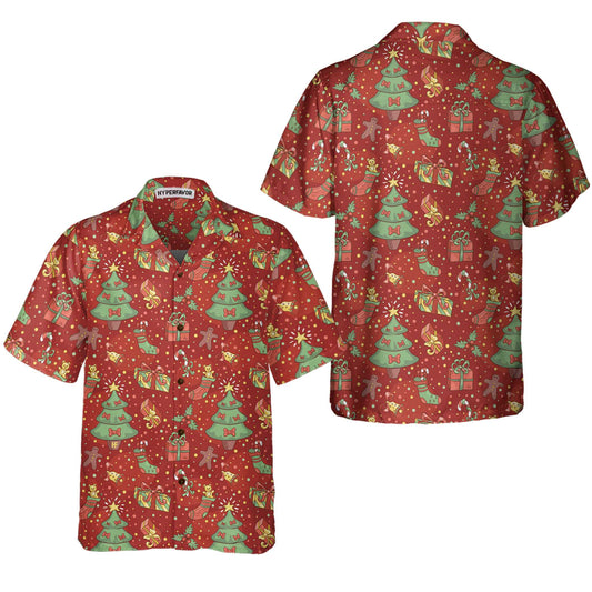 WW | Christmas Pattern with Confetti Hawaiian Shirt, Festive Christmas Hawaiian Shirt