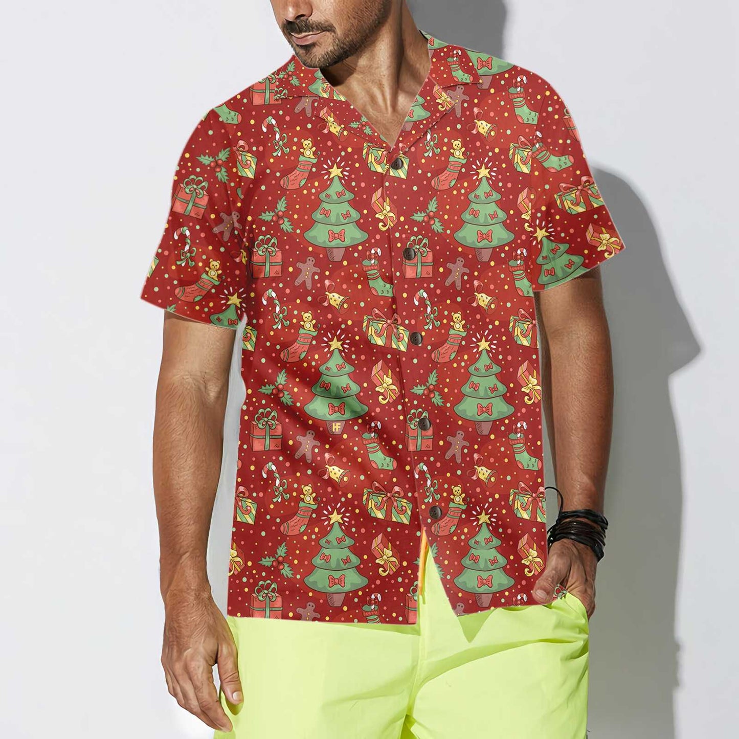 WW | Christmas Pattern with Confetti Hawaiian Shirt, Festive Christmas Hawaiian Shirt