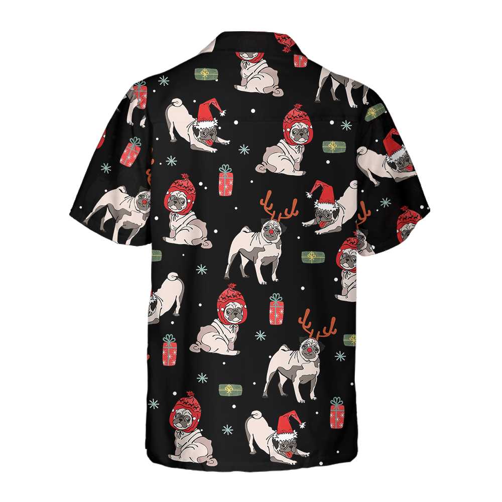 WW | Weihnachts Pug Hund Hawaiian Shirt, Weihnachts Pug Shirt für Männer & Frauen, Beste Weihnachtsgeschenkidee