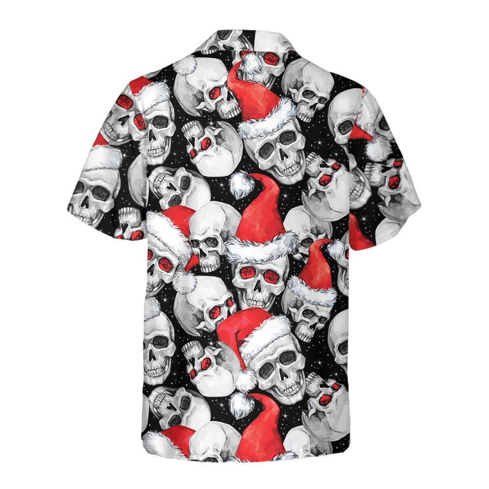 WW | Weihnachtsmann Schädel Hawaiian Shirt, Weihnachts Schädel Shirt, einzigartiges Weihnachtsgeschenk
