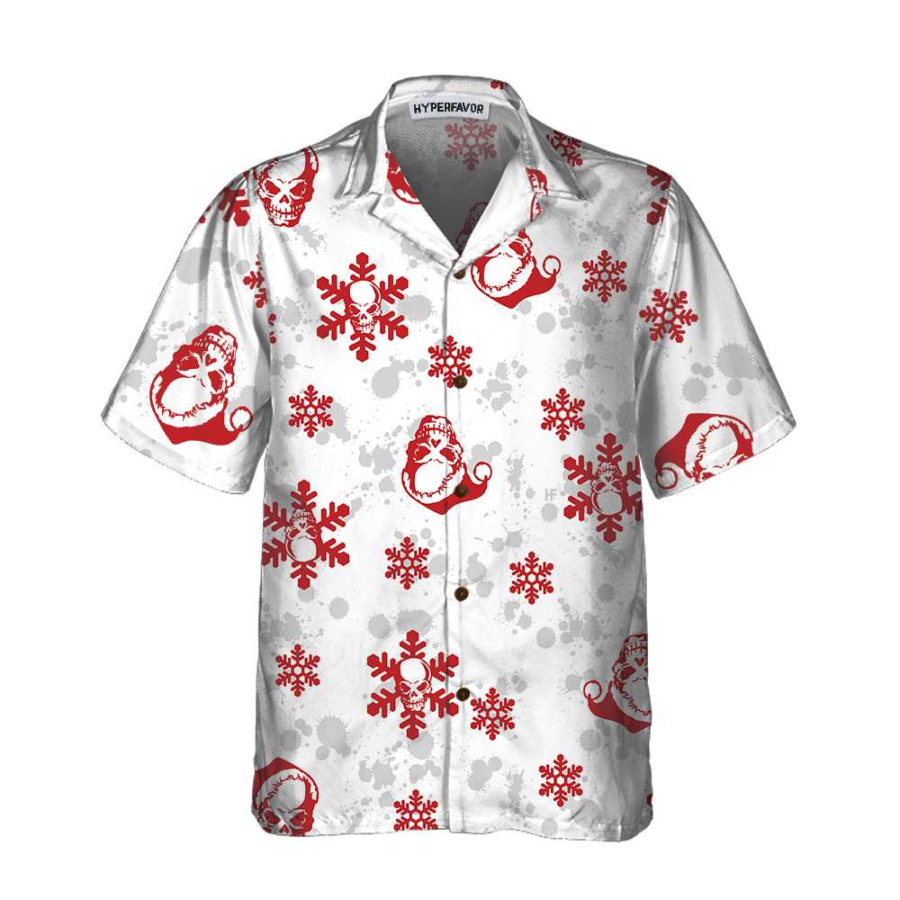 WW | Weihnachts-Schnee-und-Schädel-Hawaiian-Shirt, Weihnachts-Schädel-Shirt, Bestes Geschenk für Weihnachten